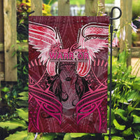 Breast Cancer Warrior Garden Flag Angel Wings Polynesian Pattern DT02 Garden Flag Pink - Polynesian Pride