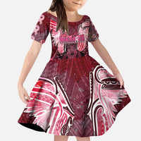 Breast Cancer Warrior Kid Short Sleeve Dress Angel Wings Polynesian Pattern DT02 KID Pink - Polynesian Pride