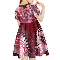 Breast Cancer Warrior Kid Short Sleeve Dress Angel Wings Polynesian Pattern DT02 - Polynesian Pride