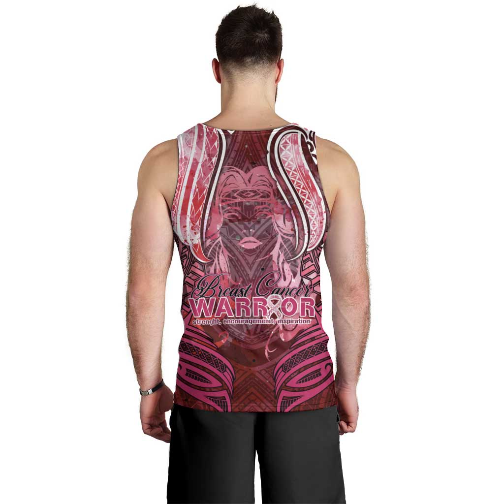 Breast Cancer Warrior Men Tank Top Angel Wings Polynesian Pattern DT02 - Polynesian Pride
