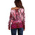 Breast Cancer Warrior Off Shoulder Sweater Angel Wings Polynesian Pattern