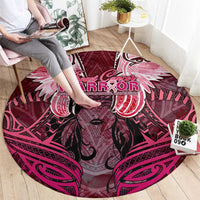 Breast Cancer Warrior Round Carpet Angel Wings Polynesian Pattern DT02 - Polynesian Pride