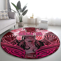 Breast Cancer Warrior Round Carpet Angel Wings Polynesian Pattern DT02 - Polynesian Pride