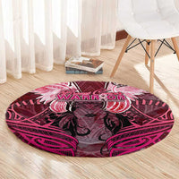 Breast Cancer Warrior Round Carpet Angel Wings Polynesian Pattern DT02 - Polynesian Pride