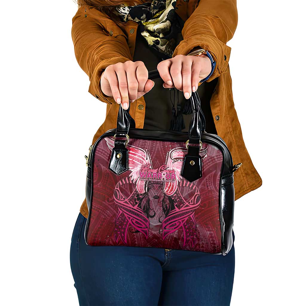Breast Cancer Warrior Shoulder Handbag Angel Wings Polynesian Pattern DT02 One Size Pink - Polynesian Pride