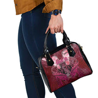 Breast Cancer Warrior Shoulder Handbag Angel Wings Polynesian Pattern DT02 - Polynesian Pride