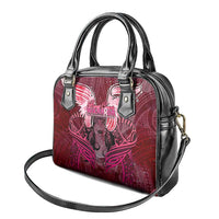 Breast Cancer Warrior Shoulder Handbag Angel Wings Polynesian Pattern DT02 - Polynesian Pride