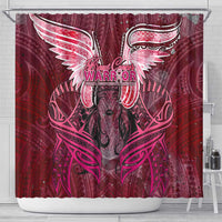 Breast Cancer Warrior Shower Curtain Angel Wings Polynesian Pattern DT02 - Polynesian Pride