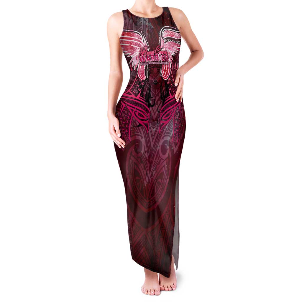 Breast Cancer Warrior Tank Maxi Dress Angel Wings Polynesian Pattern DT02 Women Pink - Polynesian Pride