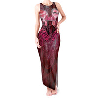 Breast Cancer Warrior Tank Maxi Dress Angel Wings Polynesian Pattern DT02 Women Pink - Polynesian Pride