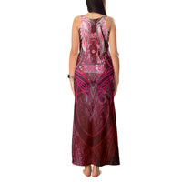 Breast Cancer Warrior Tank Maxi Dress Angel Wings Polynesian Pattern DT02 - Polynesian Pride
