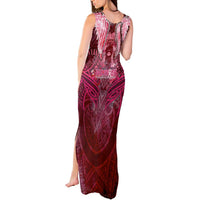 Breast Cancer Warrior Tank Maxi Dress Angel Wings Polynesian Pattern DT02 - Polynesian Pride