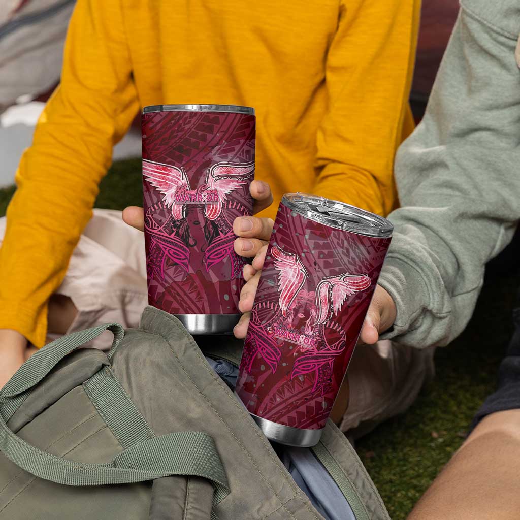 Breast Cancer Warrior Tumbler Cup Angel Wings Polynesian Pattern DT02 - Polynesian Pride