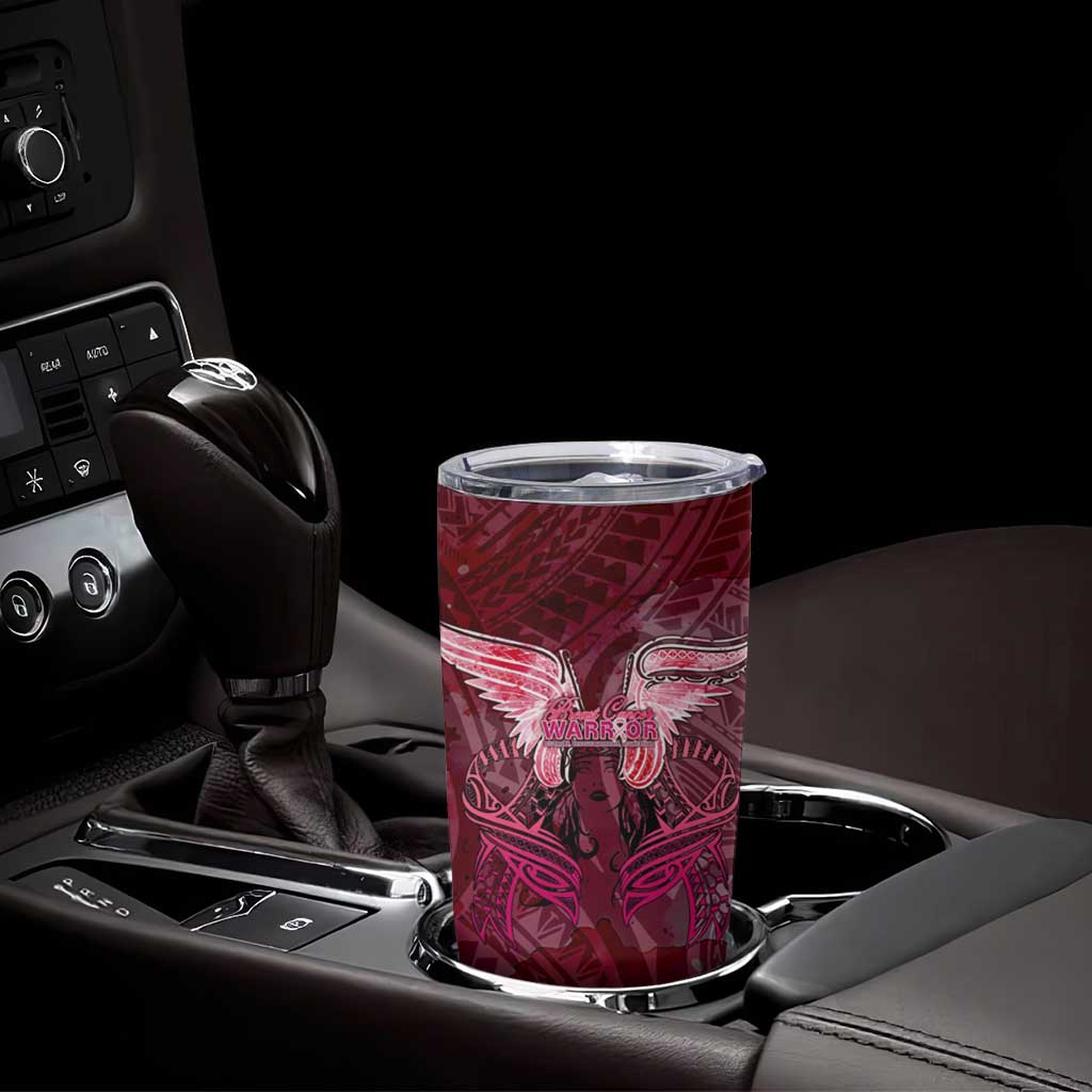 Breast Cancer Warrior Tumbler Cup Angel Wings Polynesian Pattern DT02 - Polynesian Pride