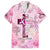 Breast Cancer Polynesian Family Matching Off Shoulder Short Dress and Hawaiian Shirt I Can Do All Things Through Christ