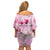 Breast Cancer Polynesian Family Matching Off Shoulder Short Dress and Hawaiian Shirt I Can Do All Things Through Christ