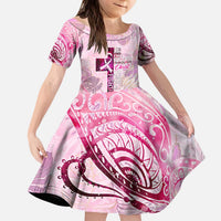 Breast Cancer Polynesian Kid Short Sleeve Dress I Can Do All Things Through Christ DT02 KID Pink - Polynesian Pride