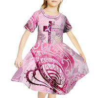 Breast Cancer Polynesian Kid Short Sleeve Dress I Can Do All Things Through Christ DT02 - Polynesian Pride