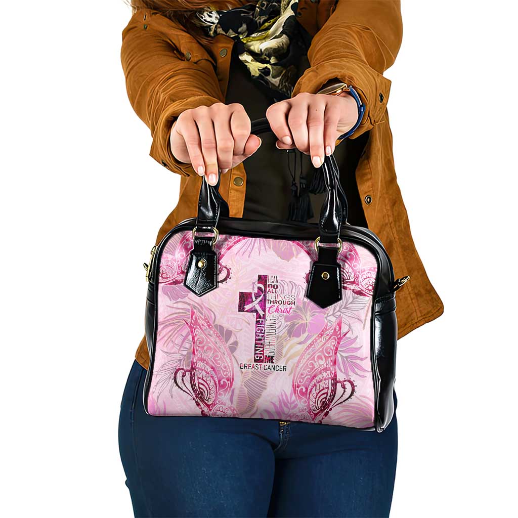 Breast Cancer Polynesian Shoulder Handbag I Can Do All Things Through Christ DT02 One Size Pink - Polynesian Pride