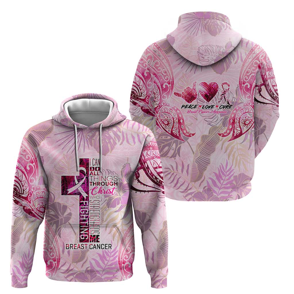 Breast Cancer Polynesian Zip Hoodie I Can Do All Things Through Christ DT02 - Polynesian Pride