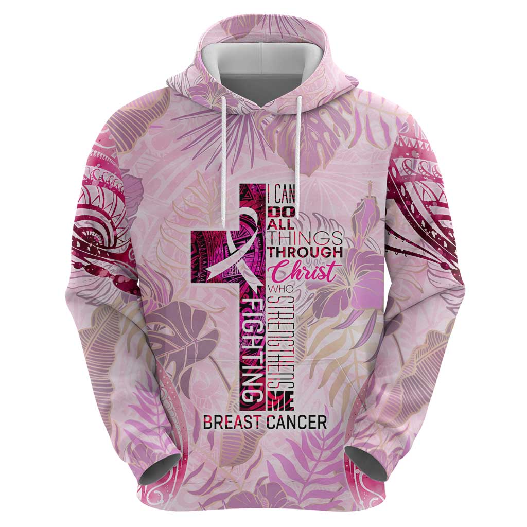 Breast Cancer Polynesian Zip Hoodie I Can Do All Things Through Christ DT02 - Polynesian Pride