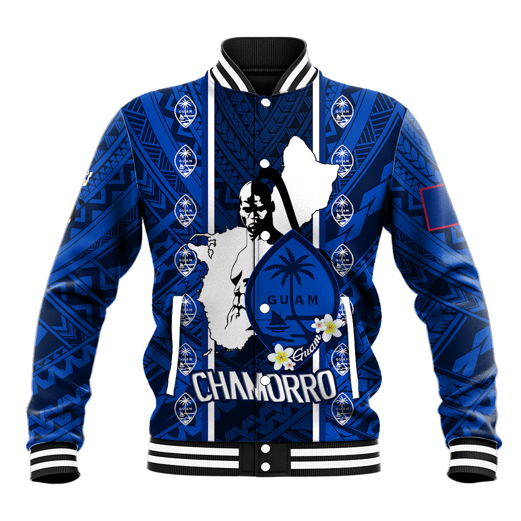 Guam Chamorro Warrior Baseball Jacket Traditional Tribal Patterns DT02 Unisex Blue - Polynesian Pride