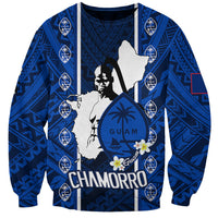 Guam Chamorro Warrior Sweatshirt Traditional Tribal Patterns DT02 Unisex Blue - Polynesian Pride