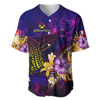 Wallis and Futuna Baseball Jersey Whale Hibiscus Polynesian DT02 Purple - Polynesian Pride