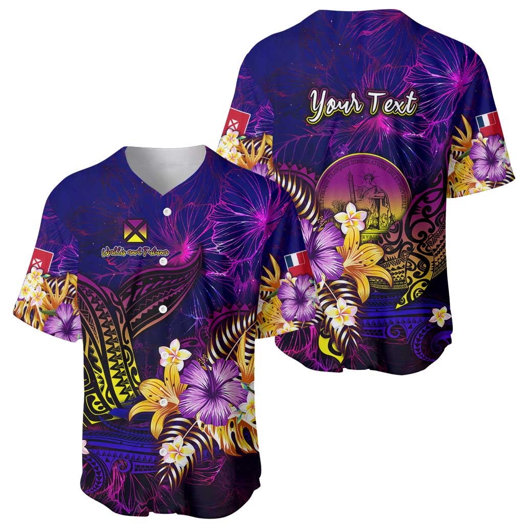 Wallis and Futuna Baseball Jersey Whale Hibiscus Polynesian DT02 - Polynesian Pride