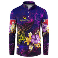 Wallis and Futuna Button Sweatshirt Whale Hibiscus Polynesian DT02 Purple - Polynesian Pride