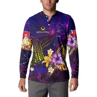 Wallis and Futuna Button Sweatshirt Whale Hibiscus Polynesian DT02 - Polynesian Pride