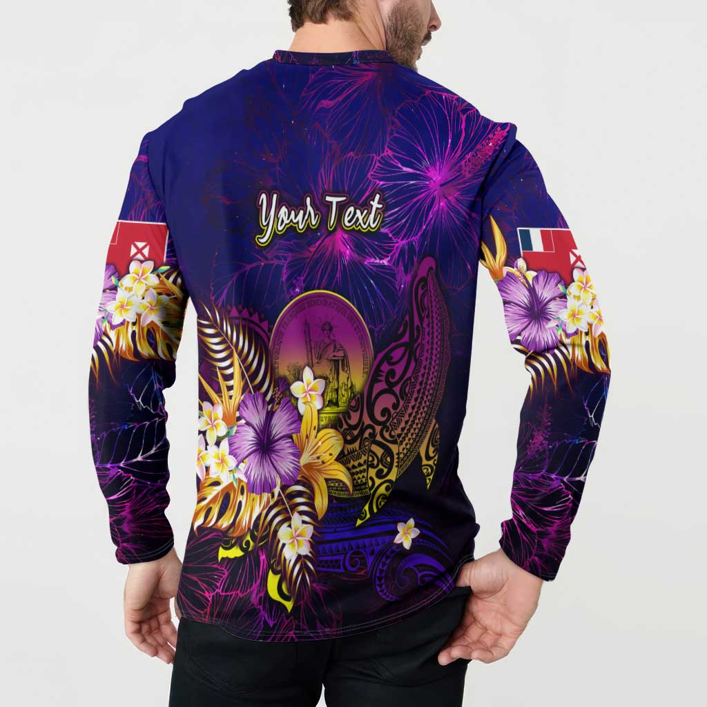 Wallis and Futuna Button Sweatshirt Whale Hibiscus Polynesian DT02 - Polynesian Pride