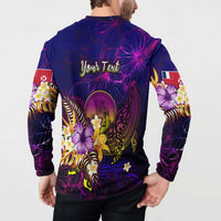 Wallis and Futuna Button Sweatshirt Whale Hibiscus Polynesian DT02 - Polynesian Pride