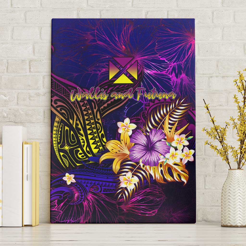 Wallis and Futuna Canvas Wall Art Whale Hibiscus Polynesian DT02 Without Frame Purple - Polynesian Pride