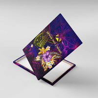 Wallis and Futuna Canvas Wall Art Whale Hibiscus Polynesian DT02 With Frame Purple - Polynesian Pride