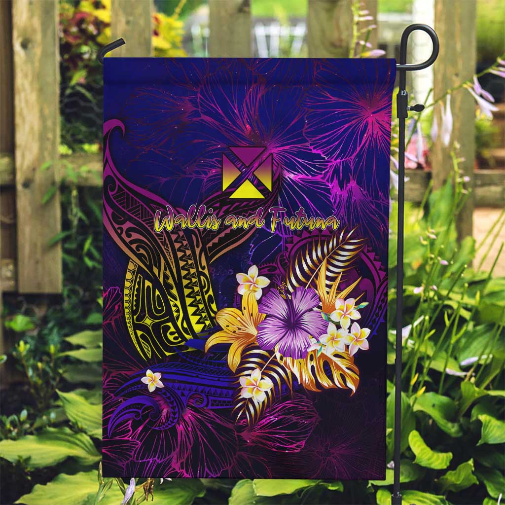 Wallis and Futuna Garden Flag Whale Hibiscus Polynesian DT02 Garden Flag Purple - Polynesian Pride