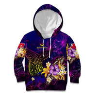 Wallis and Futuna Kid Hoodie Whale Hibiscus Polynesian DT02 Hoodie Purple - Polynesian Pride