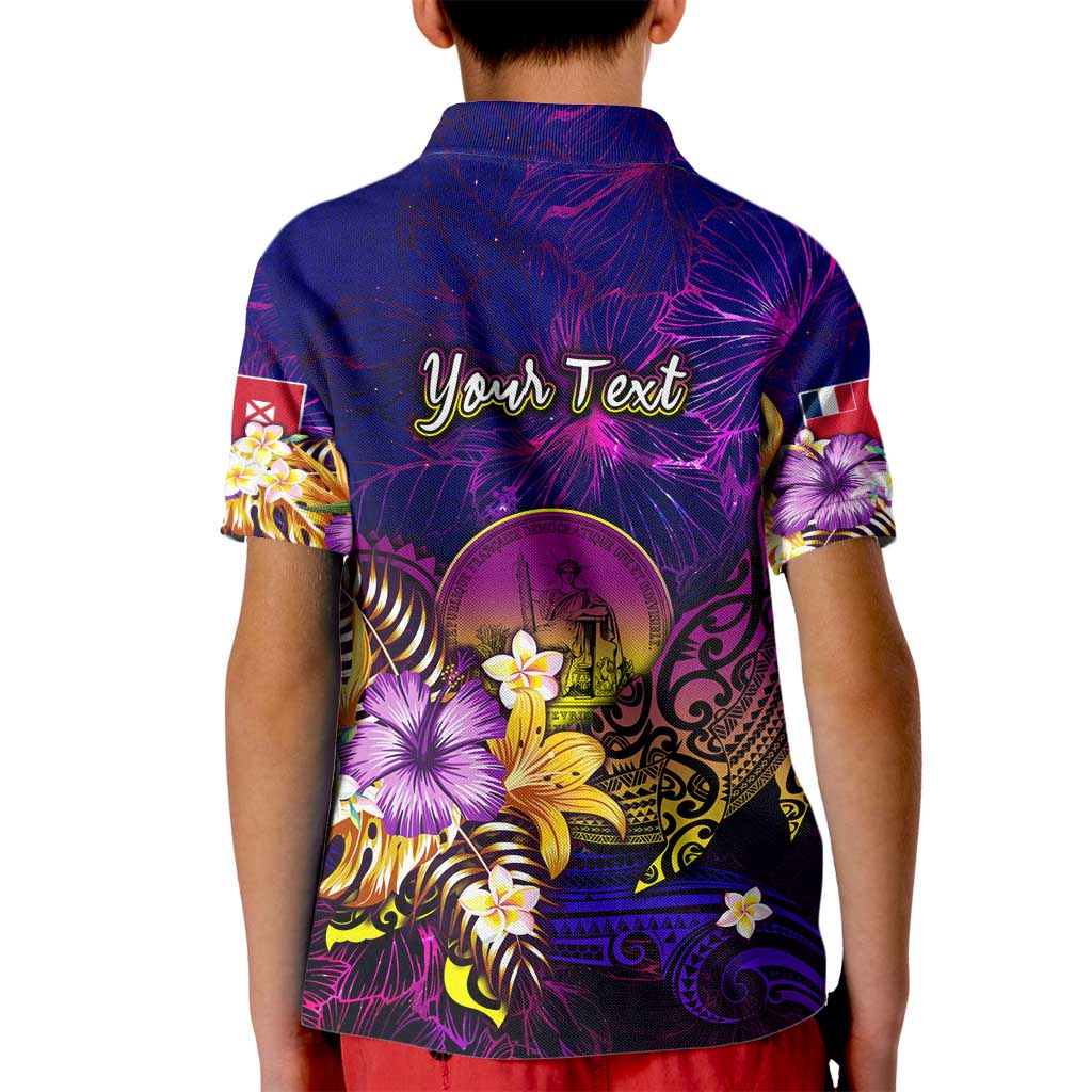 Wallis and Futuna Kid Polo Shirt Whale Hibiscus Polynesian DT02 - Polynesian Pride
