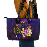 Wallis and Futuna Leather Tote Bag Whale Hibiscus Polynesian DT02 - Polynesian Pride