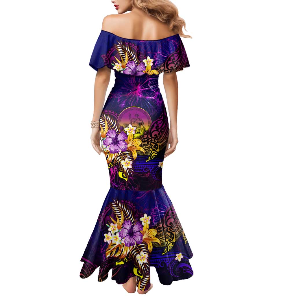 Wallis and Futuna Mermaid Dress Whale Hibiscus Polynesian DT02 - Polynesian Pride