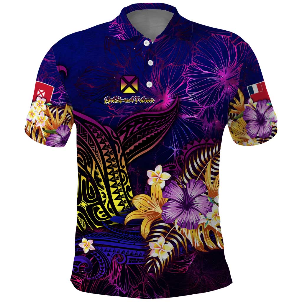 Wallis and Futuna Polo Shirt Whale Hibiscus Polynesian DT02 Purple - Polynesian Pride