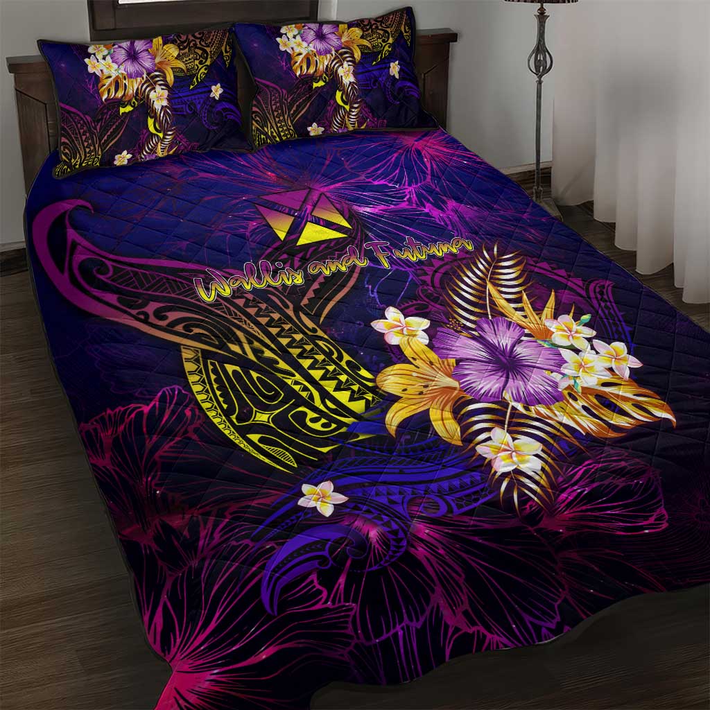 Wallis and Futuna Quilt Bed Set Whale Hibiscus Polynesian DT02 Purple - Polynesian Pride