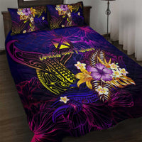 Wallis and Futuna Quilt Bed Set Whale Hibiscus Polynesian DT02 Purple - Polynesian Pride