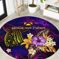 Wallis and Futuna Round Carpet Whale Hibiscus Polynesian DT02 Purple - Polynesian Pride