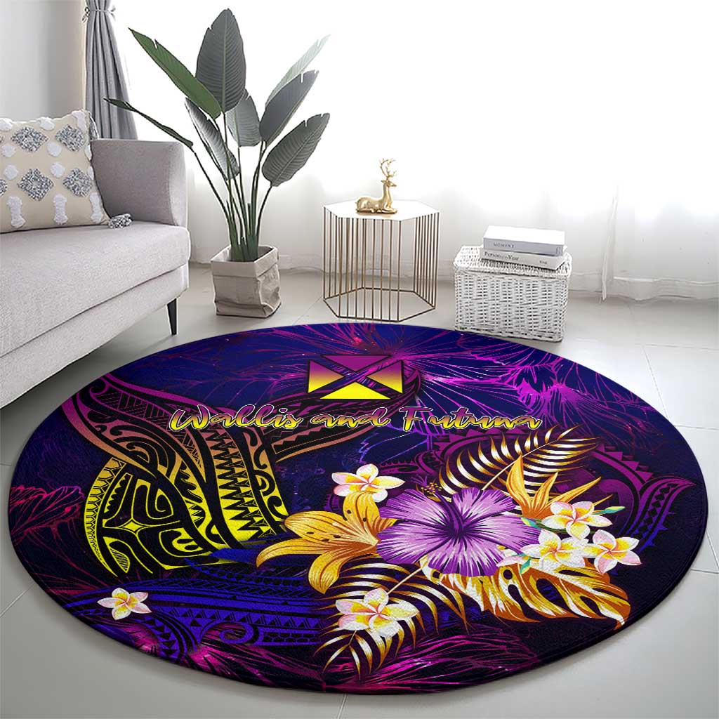 Wallis and Futuna Round Carpet Whale Hibiscus Polynesian DT02 - Polynesian Pride