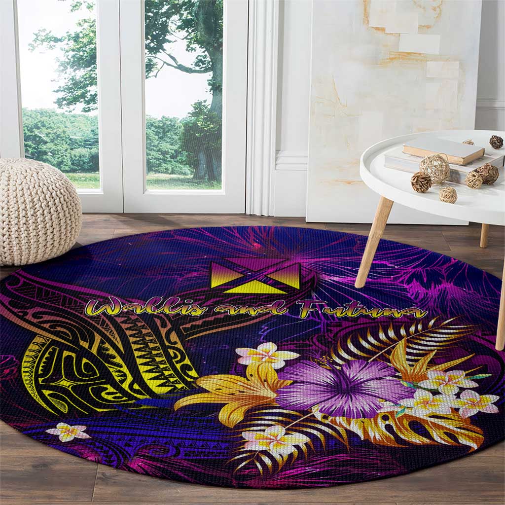 Wallis and Futuna Round Carpet Whale Hibiscus Polynesian DT02 - Polynesian Pride