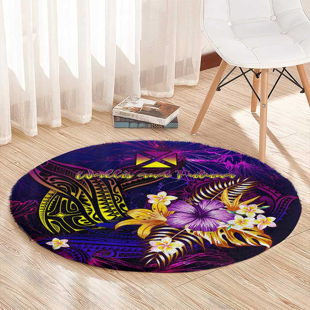 Wallis and Futuna Round Carpet Whale Hibiscus Polynesian DT02 - Polynesian Pride