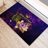 Wallis and Futuna Rubber Doormat Whale Hibiscus Polynesian DT02 - Polynesian Pride