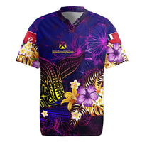 Wallis and Futuna Rugby Jersey Whale Hibiscus Polynesian DT02 Purple - Polynesian Pride