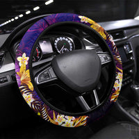Wallis and Futuna Steering Wheel Cover Whale Hibiscus Polynesian DT02 Universal Fit Purple - Polynesian Pride
